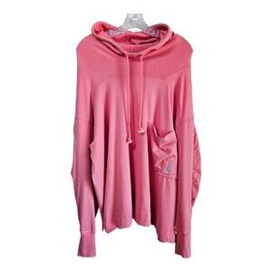 FREE PEOPLE MOVEMENT Women's S Hot Shot Hooded Top Oversized Hibiscus Pink 48"
